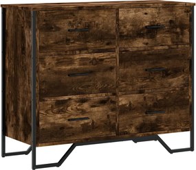 vidaXL füstös tölgy színű szerelt fa komód 91 x 35,5 x 74,5 cm