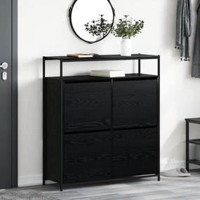 Cipőszekrény 4 Flip-Ajtóval Fekete Tölgy 100x34x112 cm