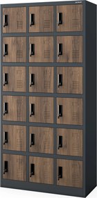 18 rekeszes személyzeti szekrény, antracit/dió, 900x1850x400 mm: KAROL Eco Design
