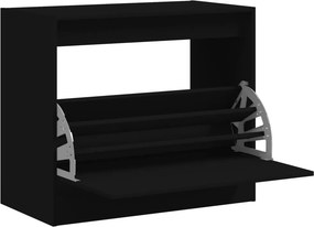 vidaXL fekete szerelt fa cipőszekrény 80x42x69 cm