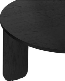 Fekete kerek dohányzóasztal tölgyfa dekoros asztallappal ø 75 cm Kuvu – noo.ma
