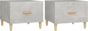 vidaXL 2 db betonszürke szerelt fa dohányzóasztal 50 x 50 x 40 cm