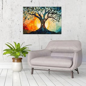 Kép – Mozaik – nap és fa I. (70x50 cm)