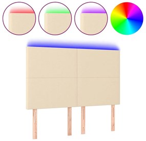 krémszínű szövet LED-es fejtámla 144x5x118/128 cm