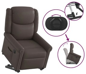 elektromos fényes barna műbőr dönthető állófotel