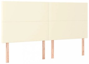 krémszínű műbőr rugós ágy matraccal 200 x 200 cm
