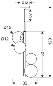Csillár zsinóron CORDEL 4xG9/20W/230V arany