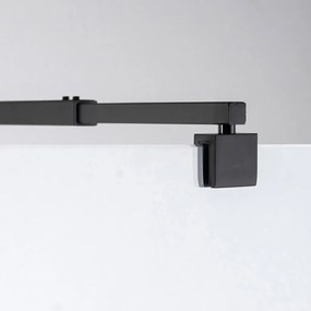 Stuxi Milano Light Black falsíkra szerelhető Walk-in zuhanyfal, 80x200 cm, 8 mm vastag vízlepergető biztonsági üveggel, két távtartóval