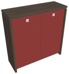Verno közepes szekrény 128 x 46 x 130 cm, üvegajtó, antracit tölgy / piros