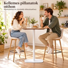 Bárasztal, kerek MDF asztallappal, Ø60 x 105 cm, 20 kg teherbírás, tölgy/fehér