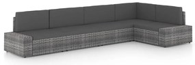 vidaXL 5 részes szürke polyrattan kerti ülőgarnitúra párnákkal