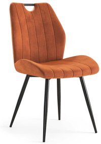 MAZZONI EXPORT ARNO Fahéj (Bluvel 4215 szövet) - MODERN KÁRPITOZOTT ÉTKEZŐSZÉK NAPPALIBA/ÉTKEZŐBE VELVET FOGANTYÚVAL NARANCSSÁRGA/BARNA