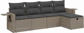 vidaXL 5 részes szürke polyrattan kerti ülőgarnitúra párnákkal