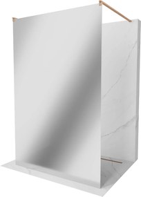 Mexen Kioto, Walk-In zuhany paraván 130 x 200 cm, 8 mm tükörmintás üveg, réz matt profil, 800-130-002-65-50