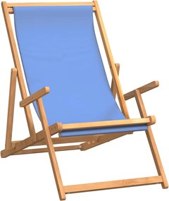 vidaXL kék tömör tíkfa összecsukható strandszék
