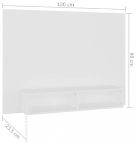fehér szerelt fa fali TV-szekrény 120 x 23,5 x 90 cm