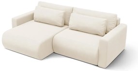 Bézs bársony kinyitható tárolóhelyes sarokkanapé Belfast – Cosmopolitan Design