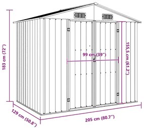 zöld horganyzott acél kerti fészer 205 x 129 x 183 cm