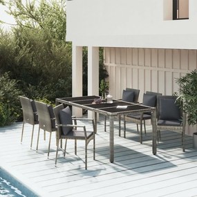 7 részes szürke polyrattan kerti étkezőgarnitúra párnával
