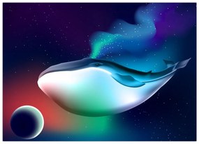 Üveg kép - Egy bálna az űrben (70x50 cm)