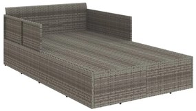 szürke polyrattan napozóágy párnával 182 x 118 x 63 cm