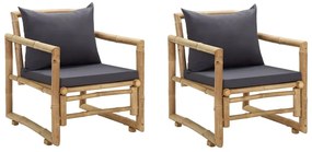 vidaXL vidaL 2 db bambusz kerti szék párnákkal