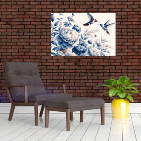 Kép - Kolibrik a virág felett (90x60 cm)