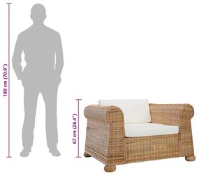 természetes rattan fotel párnákkal