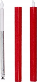 Viaszgyertya Led lánggal, piros, 2 db.