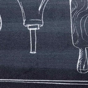 Konyhai szőnyeg Toile Fekete 150 x 45 cm Bársony