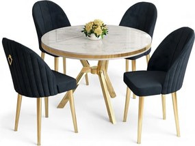 Mos étkezőgarnitúra, fehér márvány-arany, 90 cm – TR240CHR2921