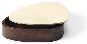 Barna-krémszínű fedeles-dekoratív fa-öko bőr tárolódoboz 14x12,5x3,5 cm Curve Nupo – LIND DNA