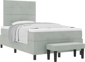 vidaXL Boxrugós ágy matracmal Világosszürke 120 x 190 cm Bársony