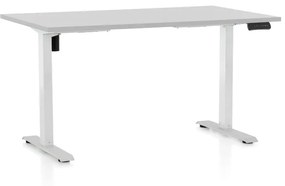 OfficeTech B állítható magasságú asztal, 140 x 80 cm, fehér alap, világosszürke