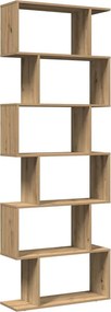 vidaXL 6 szintes kézműves tölgy fa elválasztó könyvespolc 70x24x193 cm
