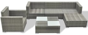 6 részes szürke polyrattan kerti ülőgarnitúra párnákkal