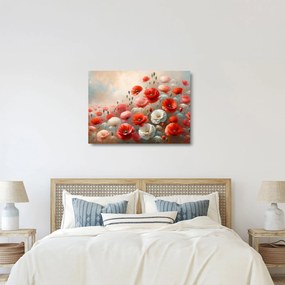 Üveg kép - Pipacsok festménye (70x50 cm)