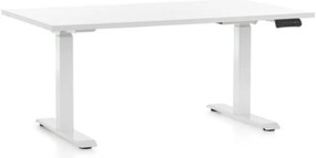 Állítható magasságú asztal OfficeTech D, 140 x 80 cm, fehér alap, fehér