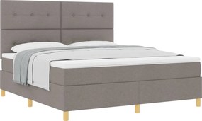 vidaXL Boxrugós ágy matracmal fejtámlával Tópszínű 180 x 200 cm szövet