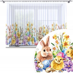 Karácsonyi Függöny Kész 400x150 CM Fátyol Szalagon Húsvéti Minta 215