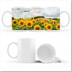 Nyomott mintás bögre Tájkép napraforgókkal