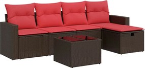 vidaXL 6 részes barna polyrattan kerti ülőgarnitúra párnával