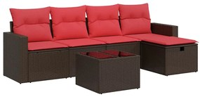 vidaXL 6 részes barna polyrattan kerti ülőgarnitúra párnával