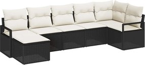 vidaXL Kanapé Szett párnával 7 pcs Fekete polirattan