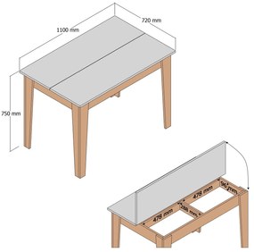 Étkező asztal Kiev 508 - Walnut, Cream