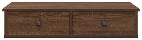 Falipolc fiókokkal barna tölgy 80x31x17 cm műszaki fa