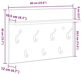 Fali Kabáthorog polcokkal Régi fa 60 x 40 x 12 cm Faanyag