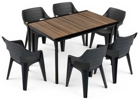 Ravello 6+1 kerti bútor garnitúra szett dió-fekete
