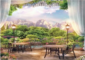 Fotótapéta Provence Teraszok Virágok Hegyek és kilátások 208x146 vinil +ragasztó