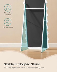 SONGMICS álló tükör, hullámos formájú padlótükör állvánnyal, 160 x 50 cm, fehér